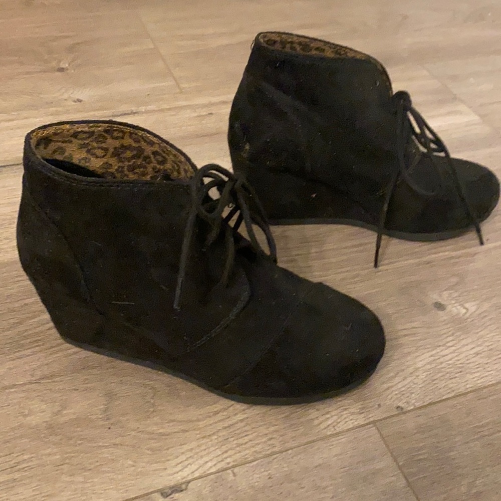 Cute black bootie wedges